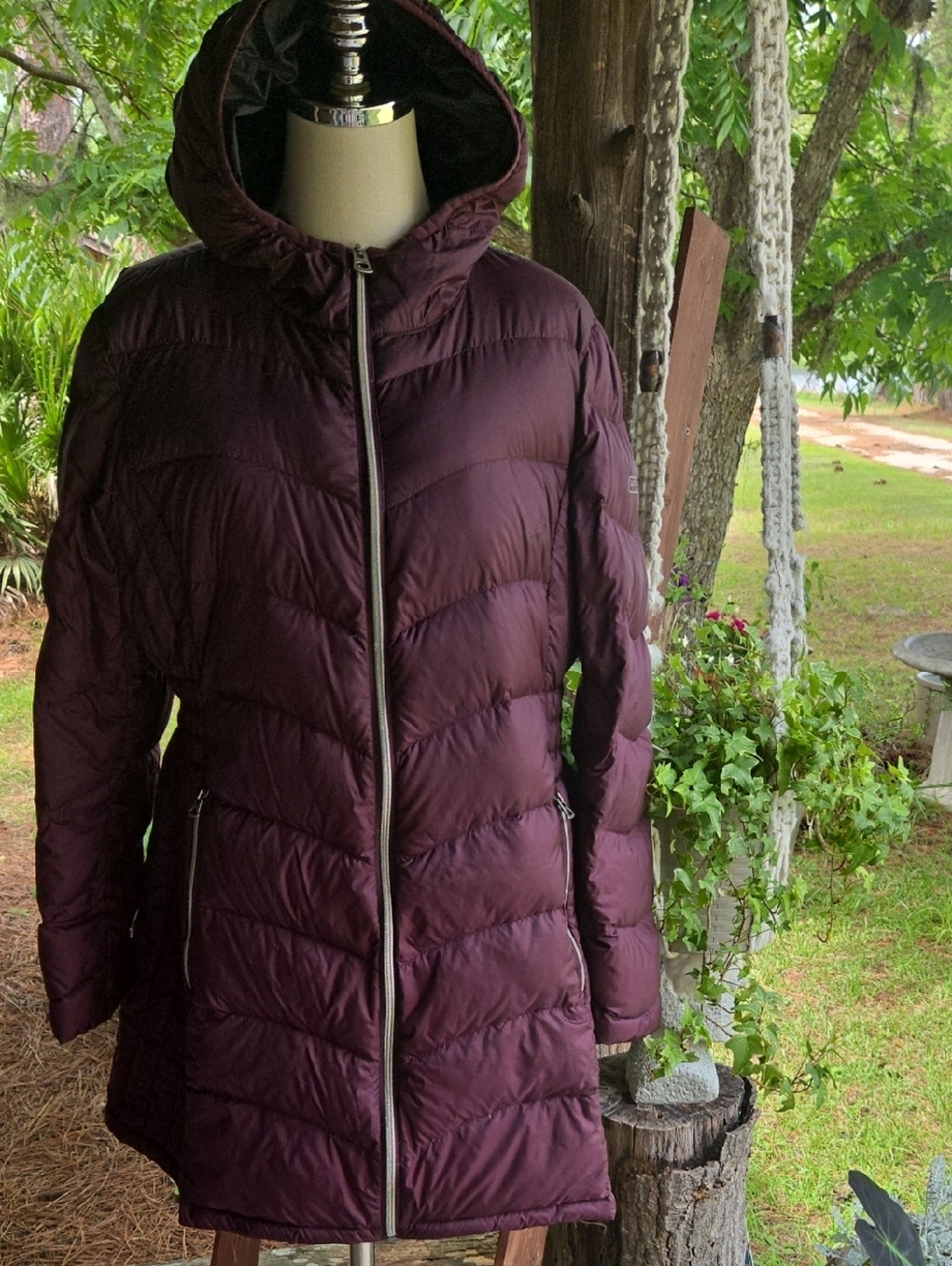 Lucky Brand Purple Down Filled Long Puffer Coat Size Large